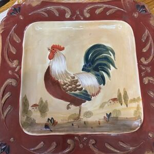 Rooster Platter Square 12‎ X 12 X 1.5" French Country Cottage By Pamela Gladding